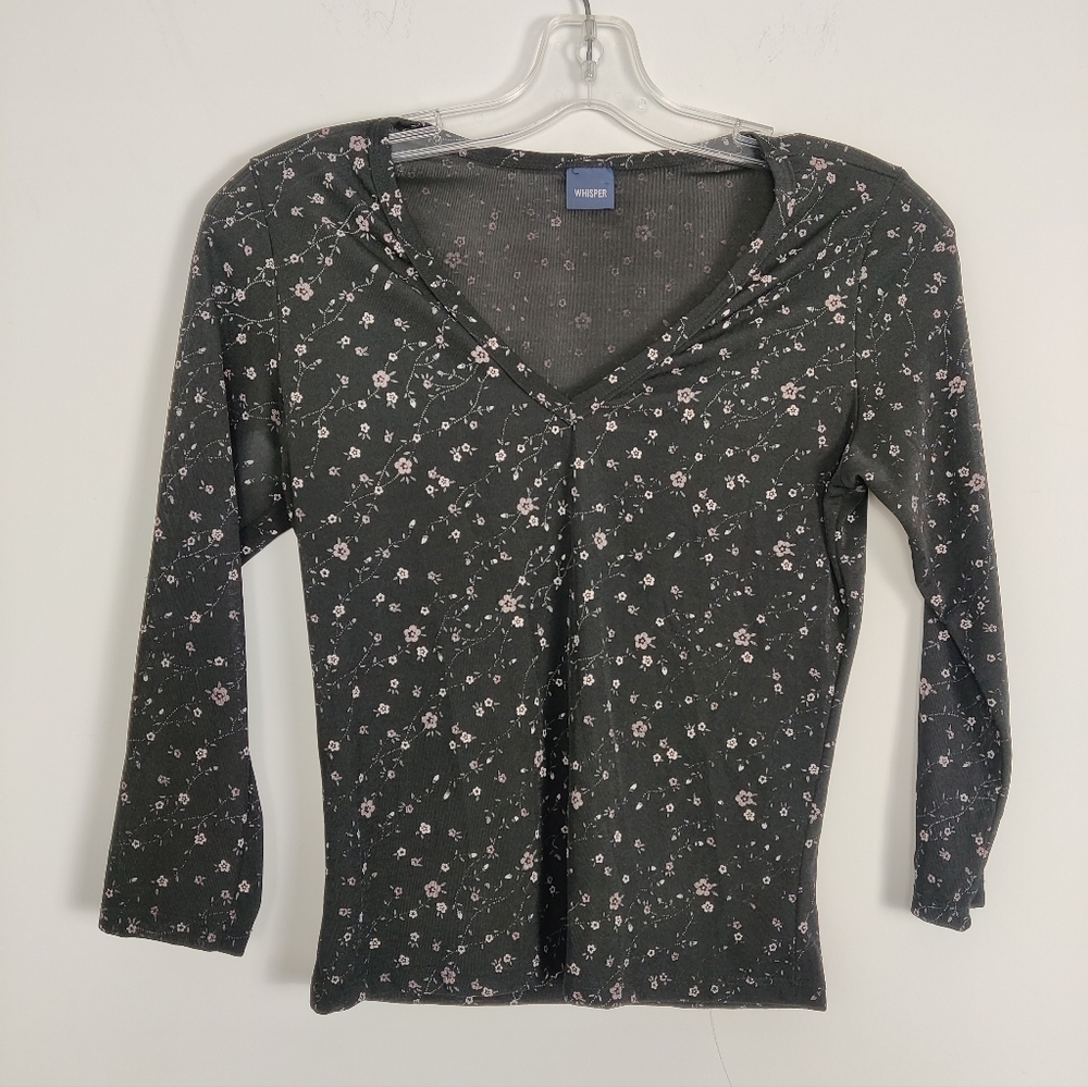 Whisper Women's Semi Sheer Floral Blouse Size Small Bodycon Whimsigoth